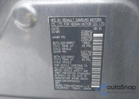 2016 Nissan Rogue Sv из США, поврежденный, VIN KNMAT2MT3GP593012